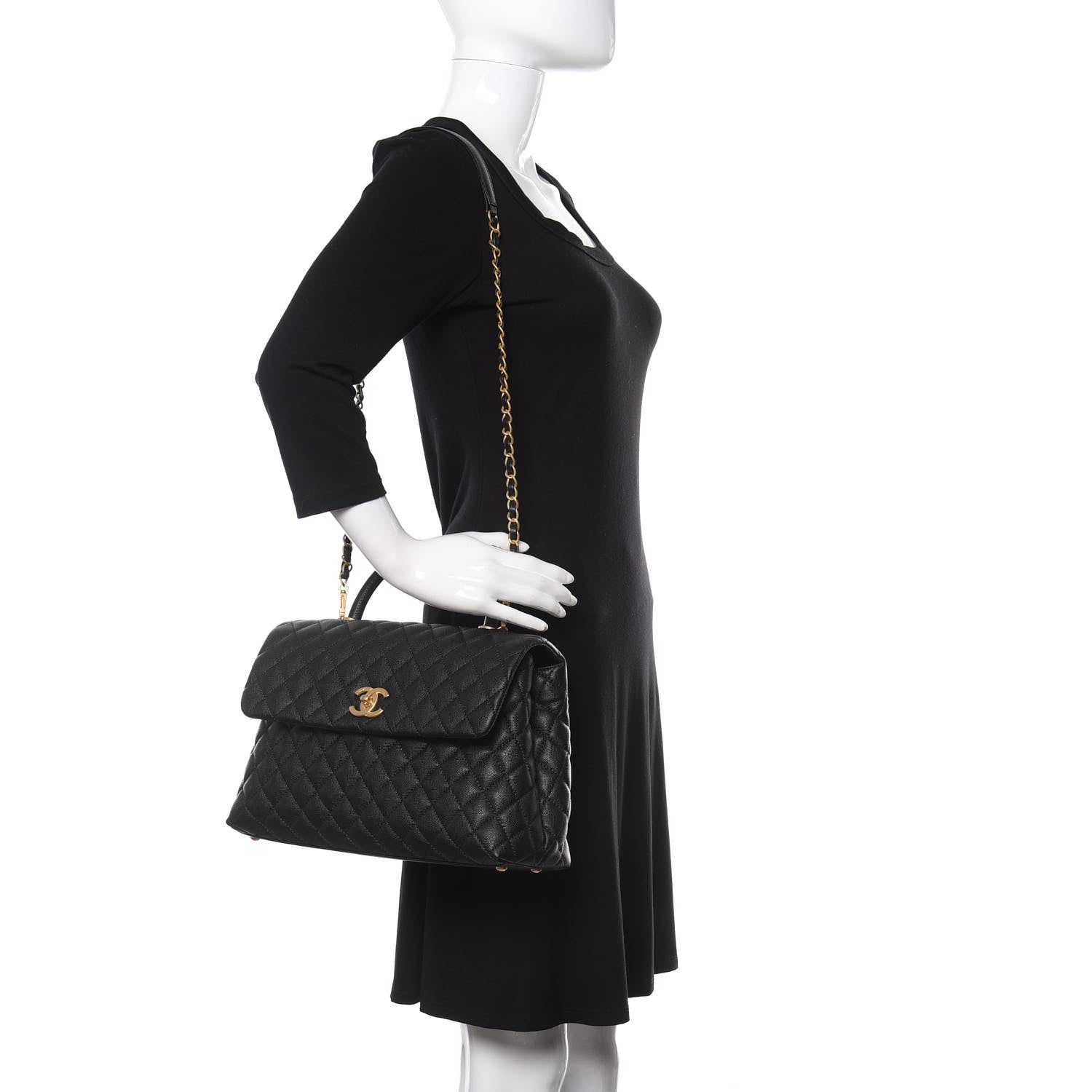Chanel Caviar Quilted Medium Coco Handle Flap Black 2 of 11