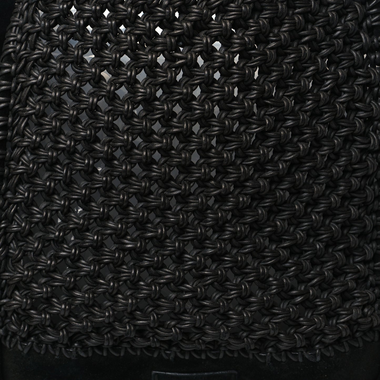 Calfskin Suede Large Macrame Tote Black