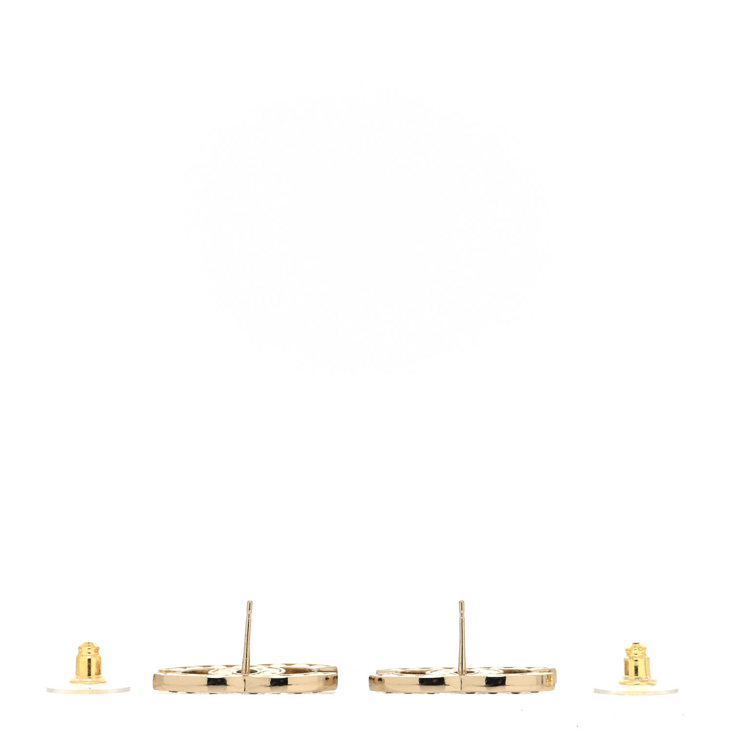 Chanel Large Strass Crystal CC Earrings Black Gold 3 of 4