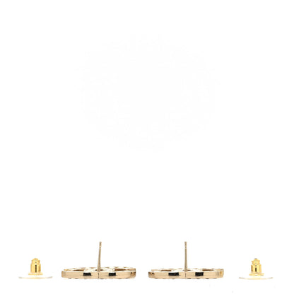 Chanel Large Strass Crystal CC Earrings Black Gold 3 of 4