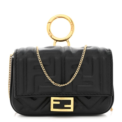 Fendi Nappa Matisse FF Embossed Nano Baguette Charm Black 1 of 8