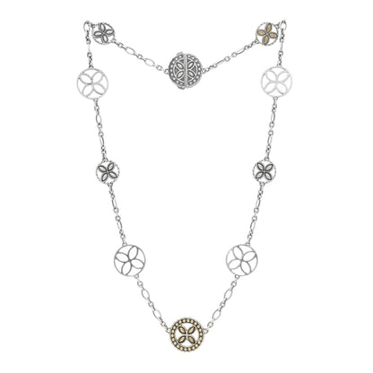 John Hardy Sterling Silver 18K Yellow Gold Kawung Flower Disc Station Necklace 3 of 5