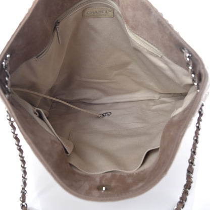 Chanel Nubuck Double Stitch Large Hamptons Shopping Tote Light Brown 5 of 10