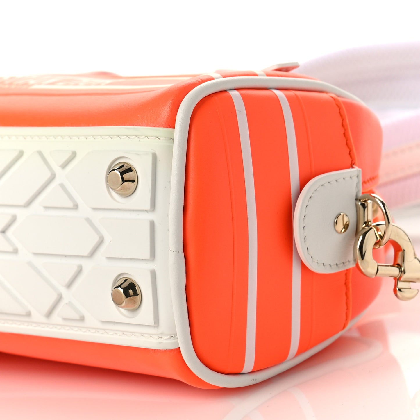 Calfskin Micro Dior Vibe Zip Bowling Bag Orange White