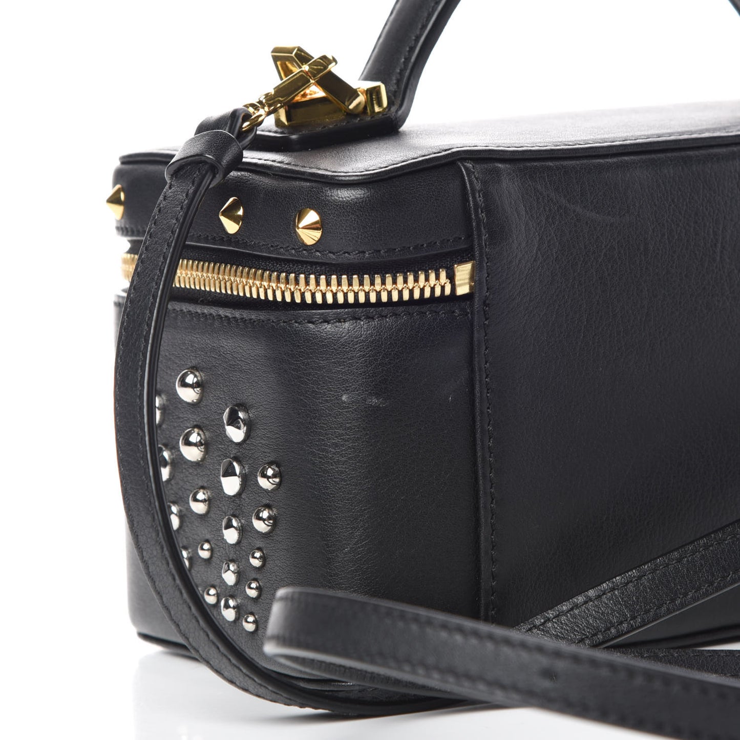 Calfskin Studded Rockstar Vanity Case Black