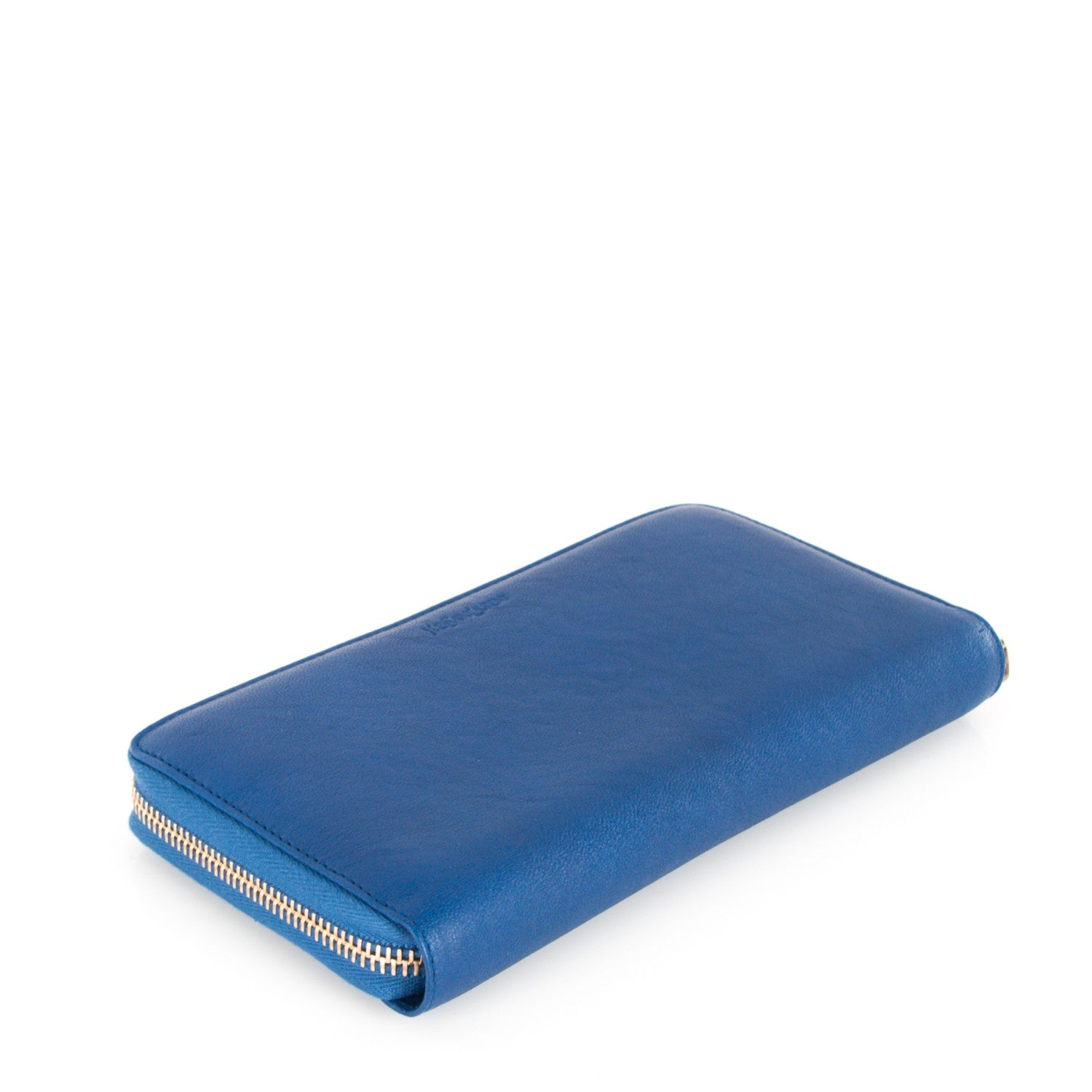 Saint Laurent Sheepskin ChYc Zip Around Wallet Blue 4 of 5