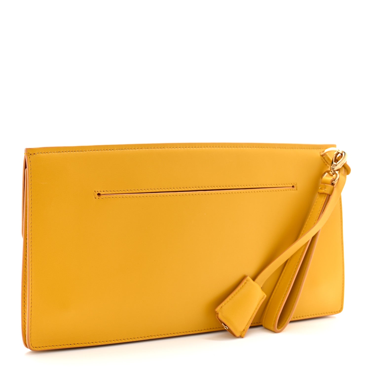 Salvatore Ferragamo Smooth Calfskin Gancini Clutch Yellow 3 of 5