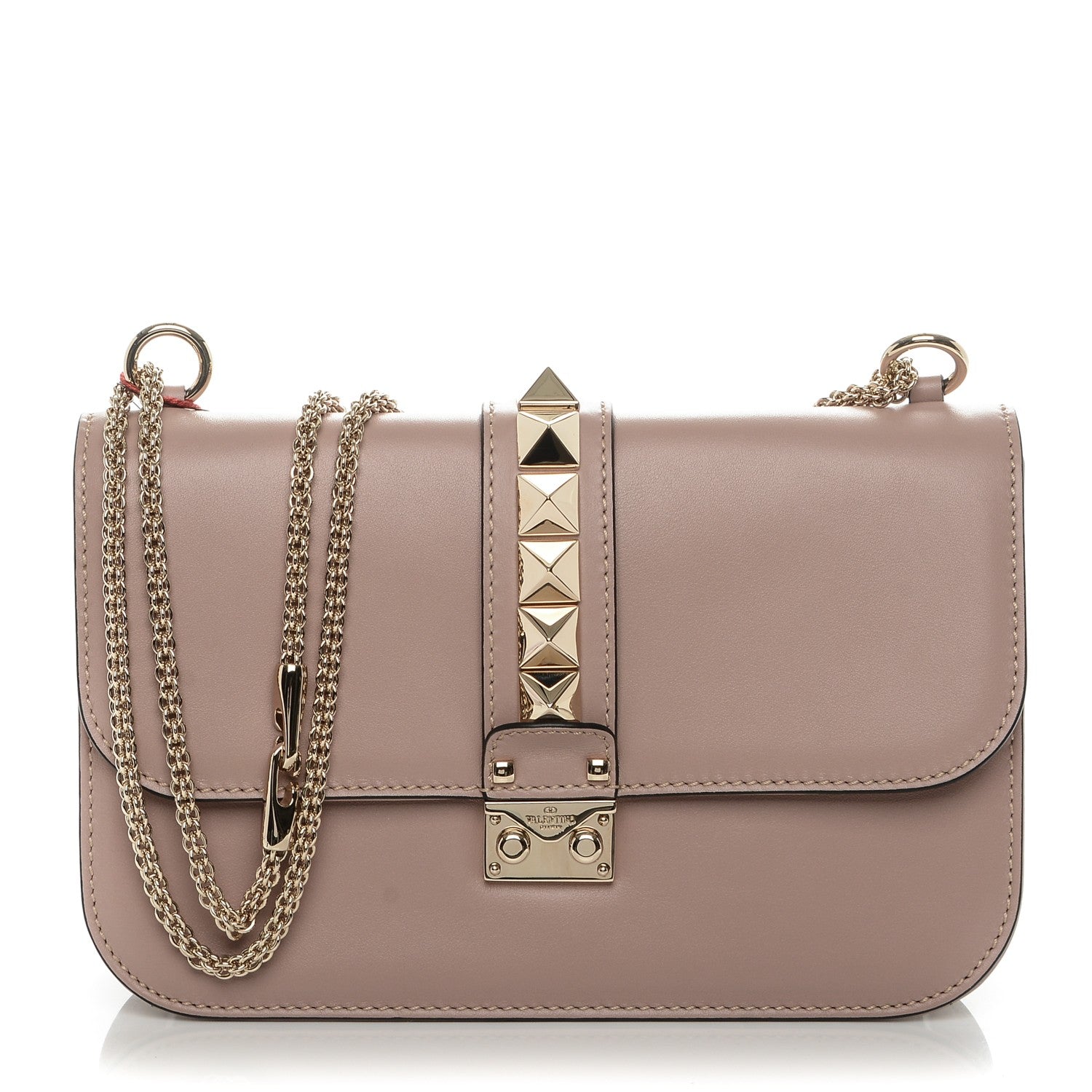 Valentino Garavani Vitello Medium Glam Lock Rockstud Flap Poudre 1 of 6