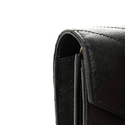 Saint Laurent Grain De Poudre Matelasse Chevron Monogram Chain Wallet Black 12 of 12