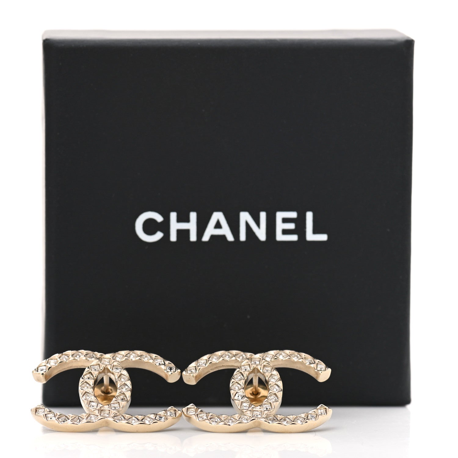 Chanel Baguette Crystal High Society CC Earrings Gold 5 of 5