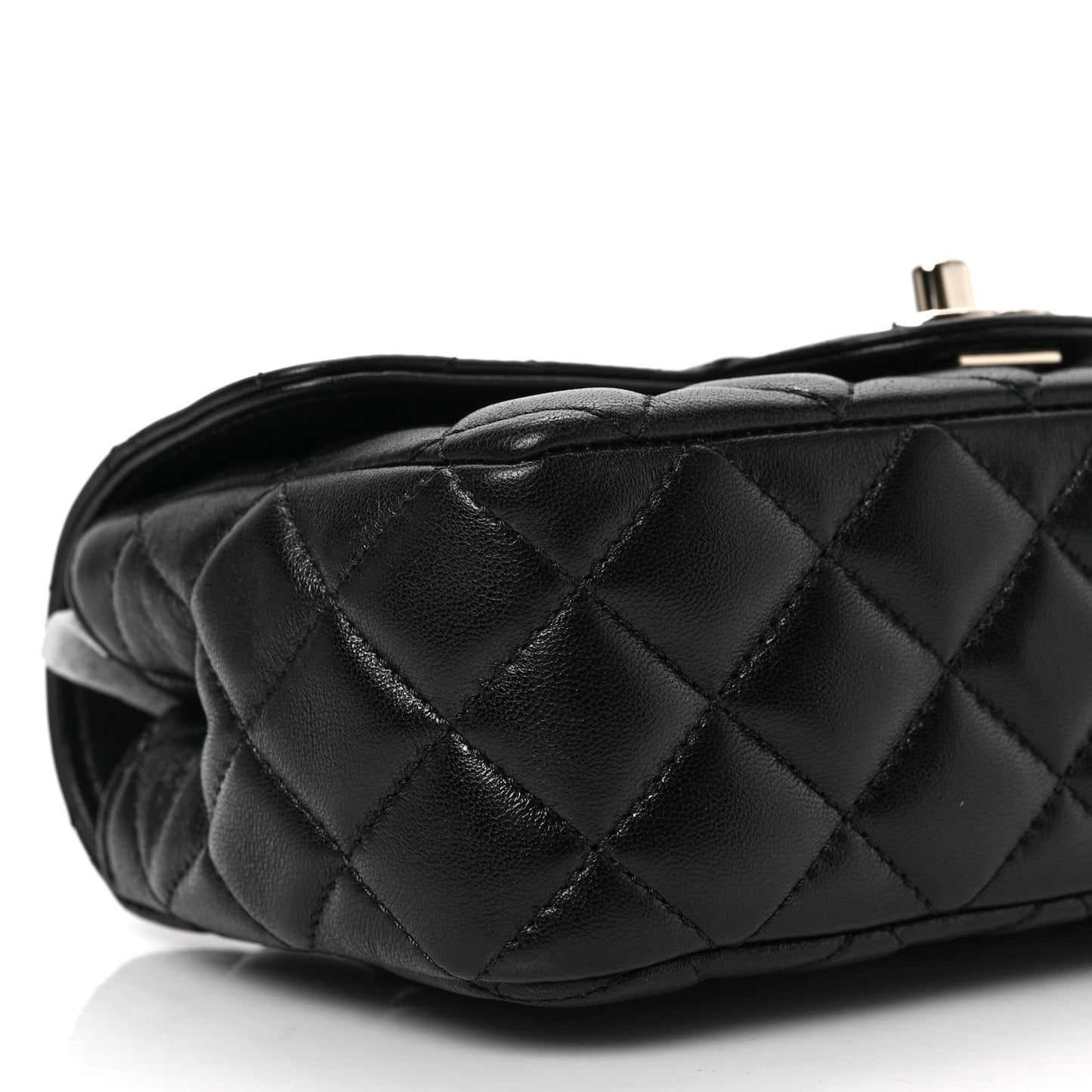 Lambskin Quilted Mini Crystal Top Handle Rectangular Flap Black
