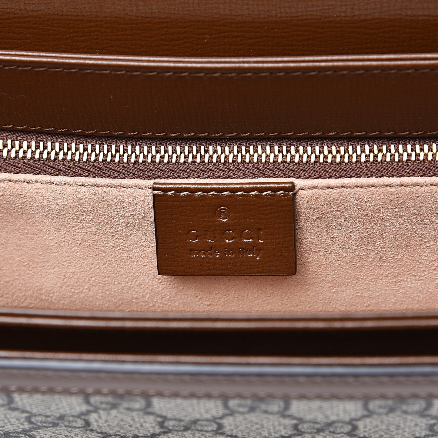 GG Supreme Monogram Horsebit 1955 Shoulder Bag Beige Brown Sugar