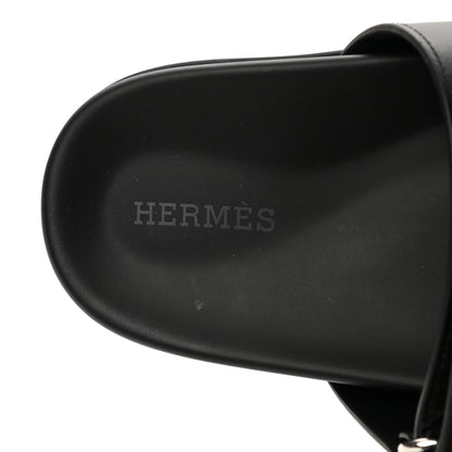 Hermes Calfskin Womens Chypre Sandals 36.5 Black 7 of 9