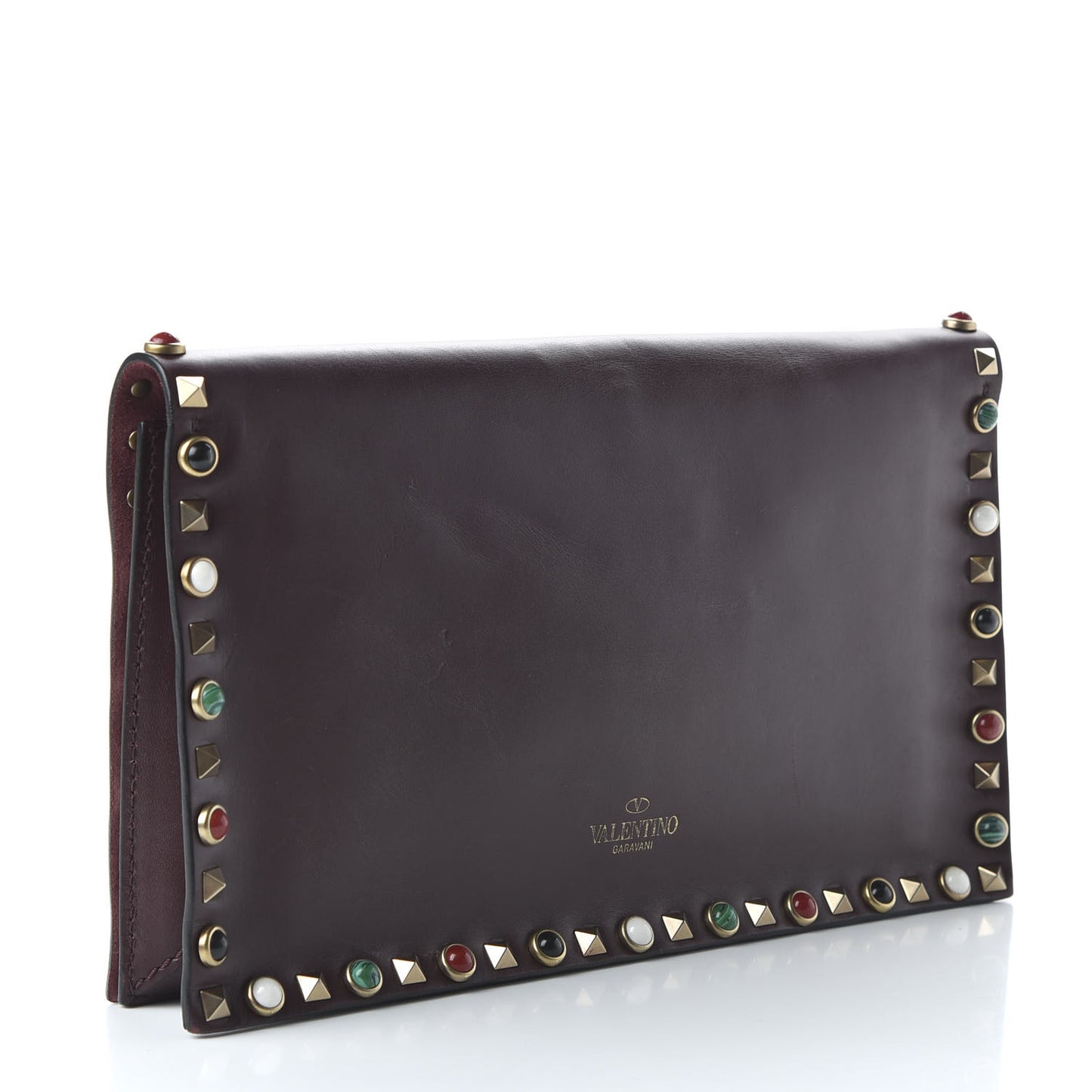 Nappa Rockstud Rolling Wristlet Clutch Rubin