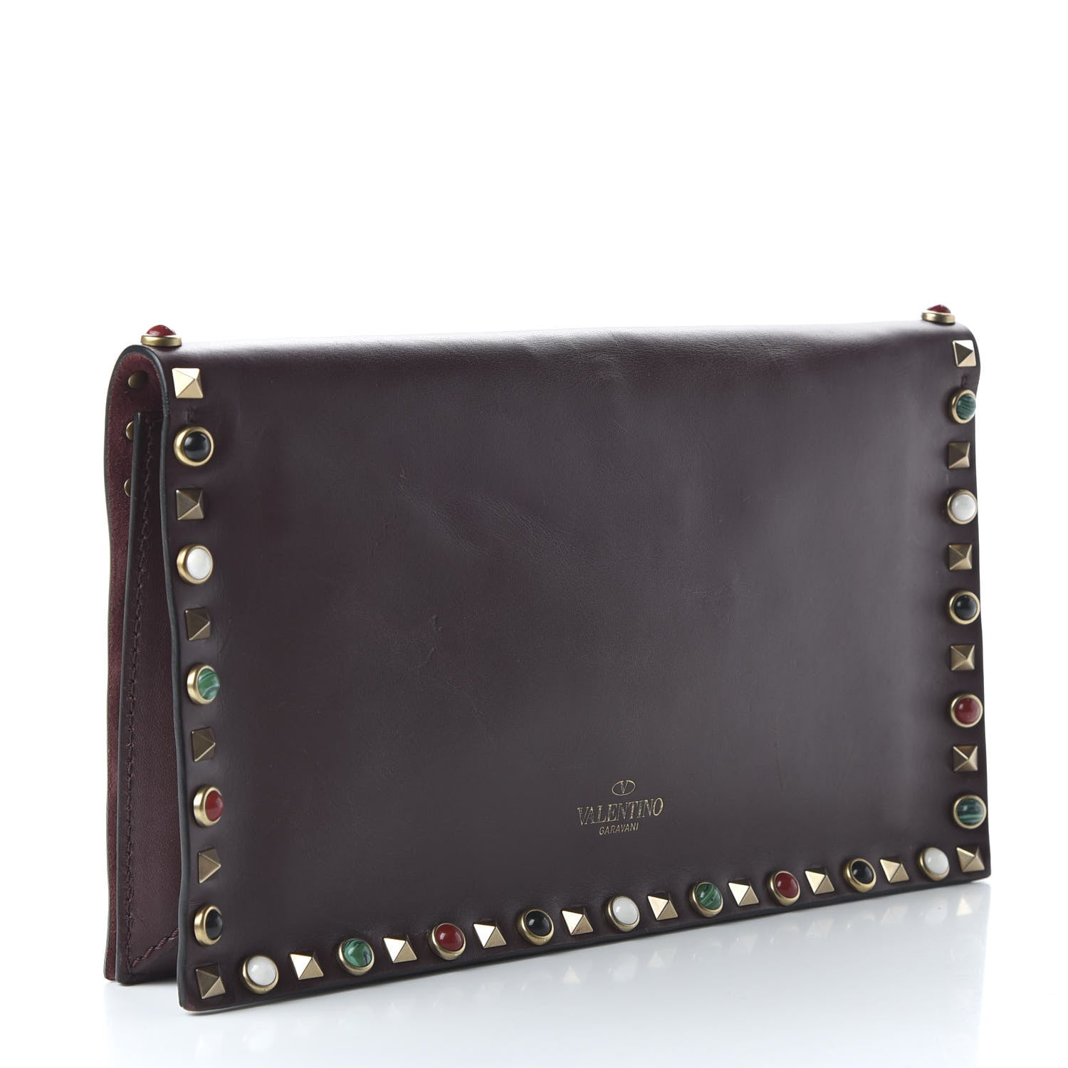 Valentino Garavani Nappa Rockstud Rolling Wristlet Clutch Rubin 3 of 9