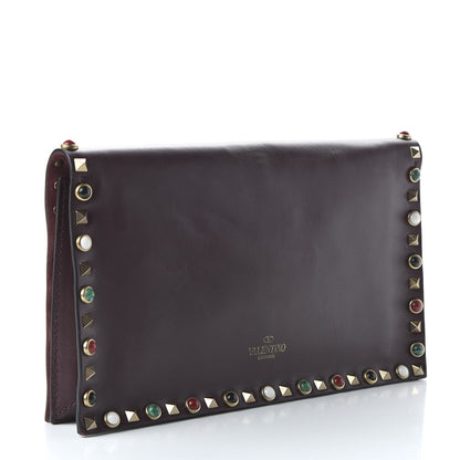 Valentino Garavani Nappa Rockstud Rolling Wristlet Clutch Rubin 3 of 9