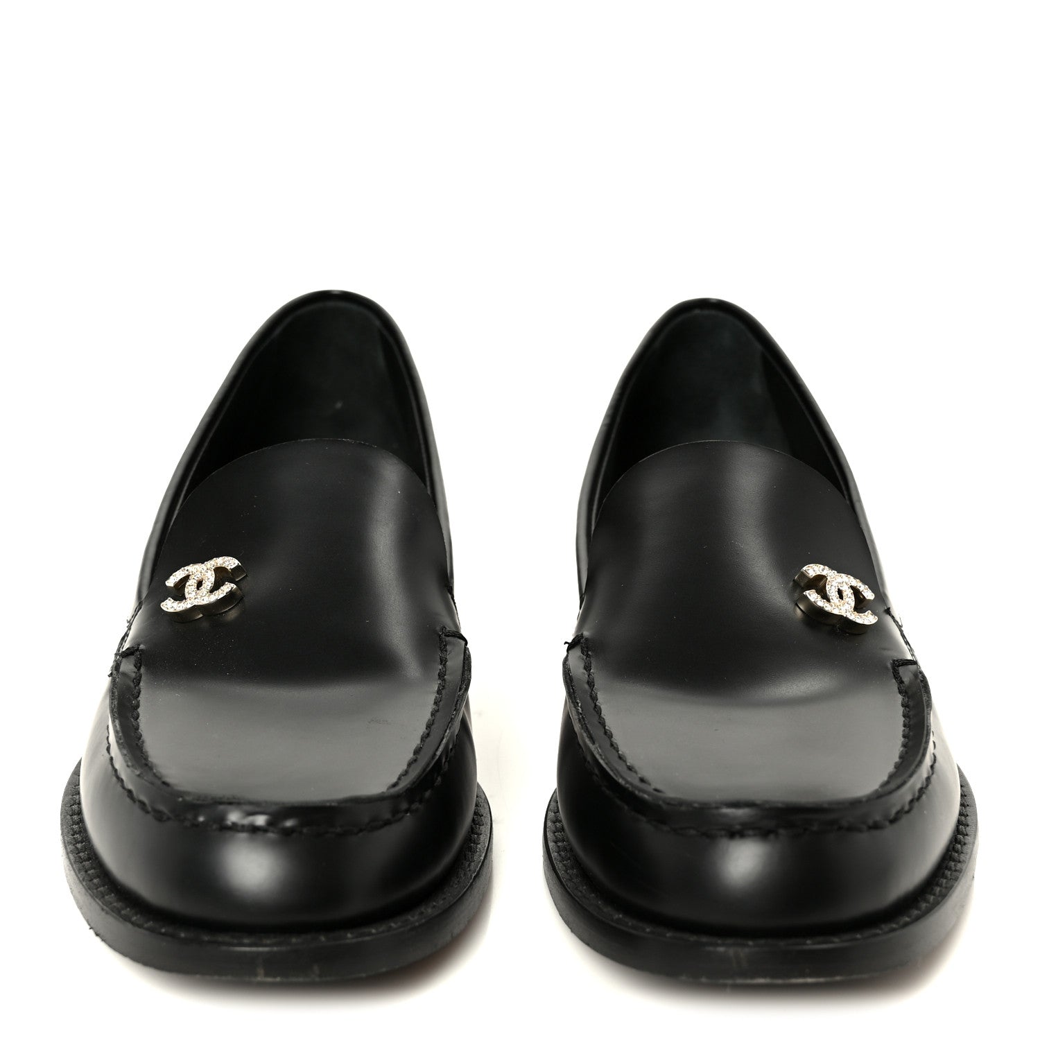 Chanel Calfskin Crystal CC Mocassin Loafers 36 Black 3 of 10