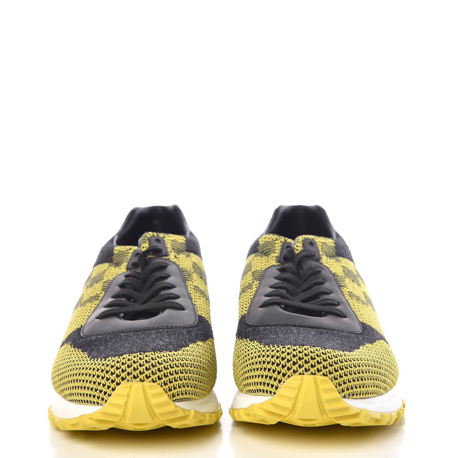 Louis Vuitton Calfskin Damier Run Away Sneakers 7.5 Yellow 2 of 8