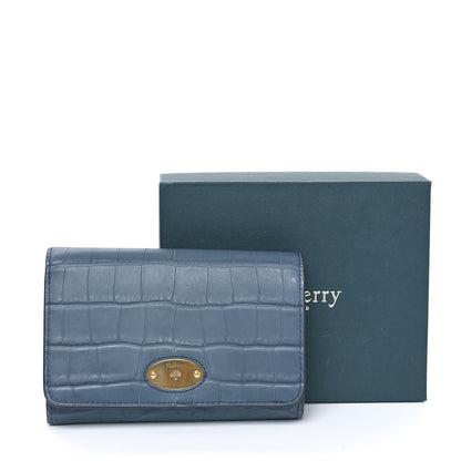 Mulberry Crocodile Embossed Calfskin Plaque French Purse Wallet Grey 9 of 9