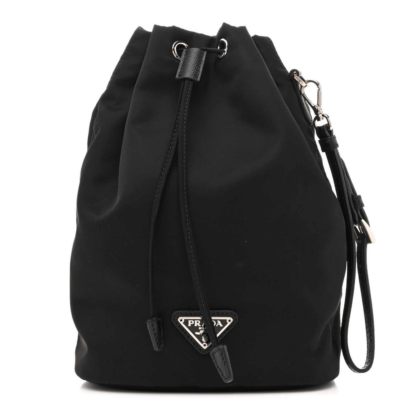 Re-Nylon Vela Drawstring Wristlet Pouch Black