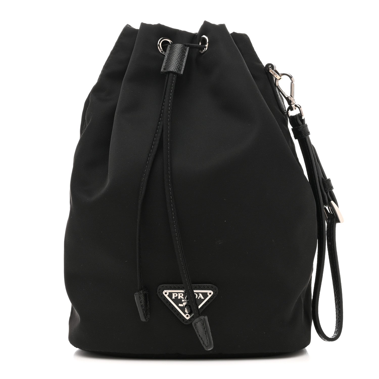 Prada Re-Nylon Vela Drawstring Wristlet Pouch Black 1 of 8
