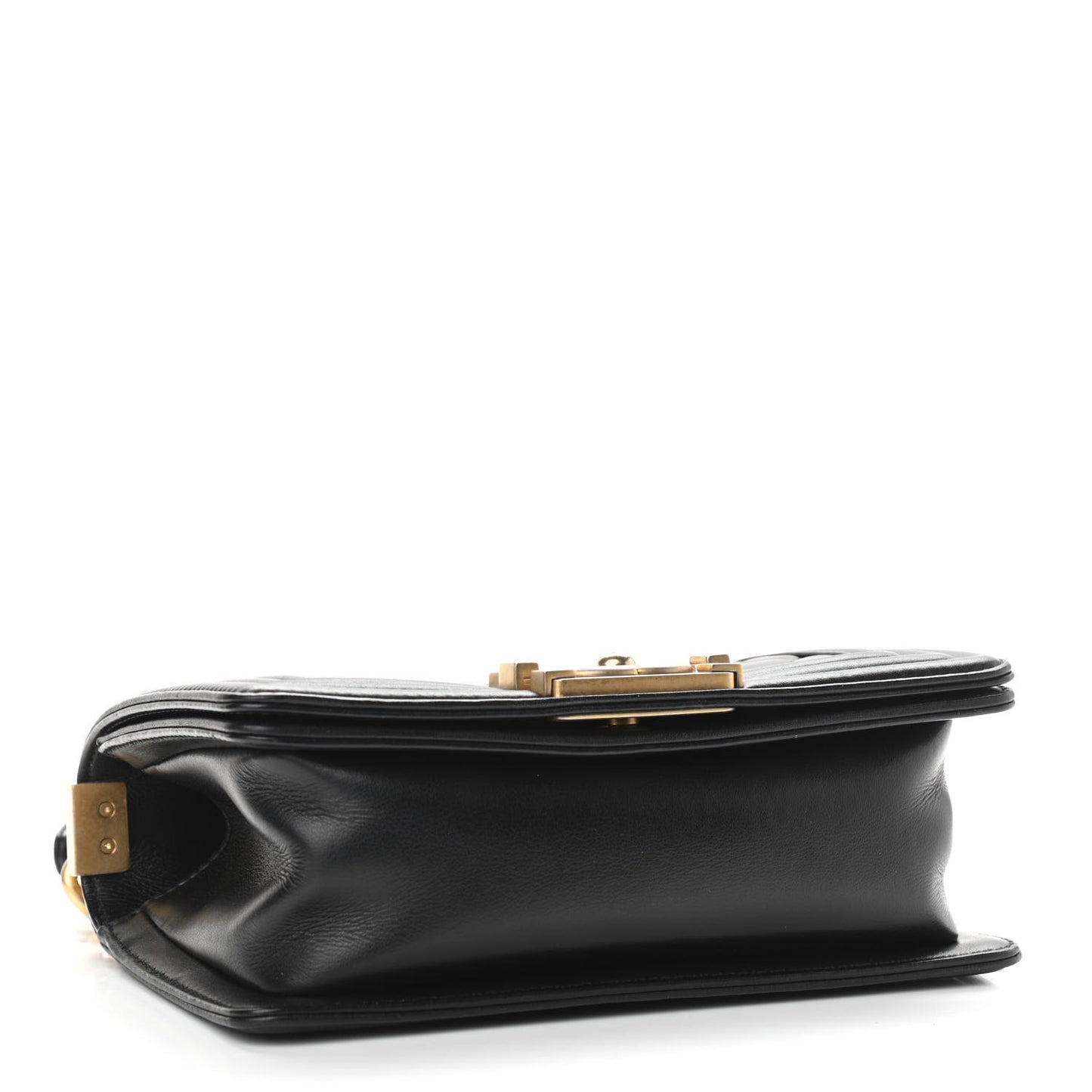 Calfskin Quilted Small Boy Flap Black