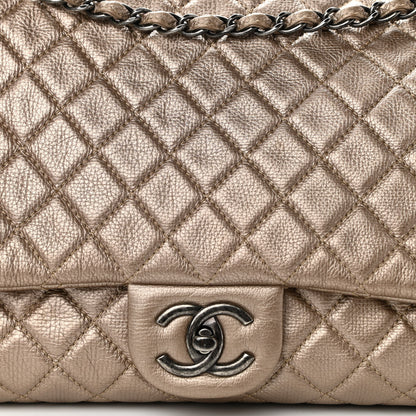 Chanel Metallic Calfskin Quilted XXL Travel Flap Bag Gold 10 of 12