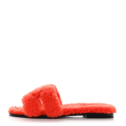 Hermes Woolskin Oran Sandals 37 Orange 1 of 8