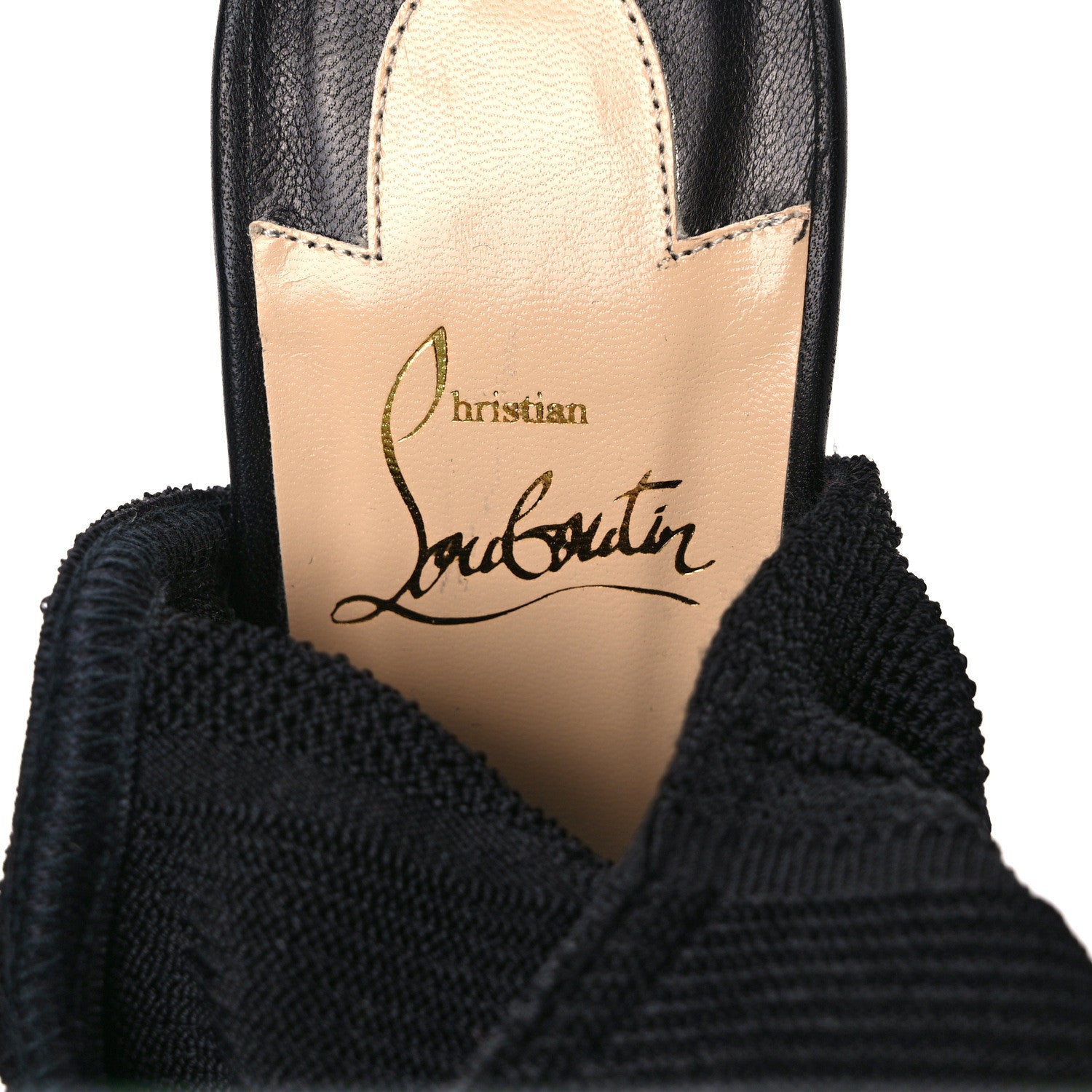 Christian Louboutin Shiny Nappa Maille Tricot Noemi 100 Ankle Boots 37.5 Black 7 of 9