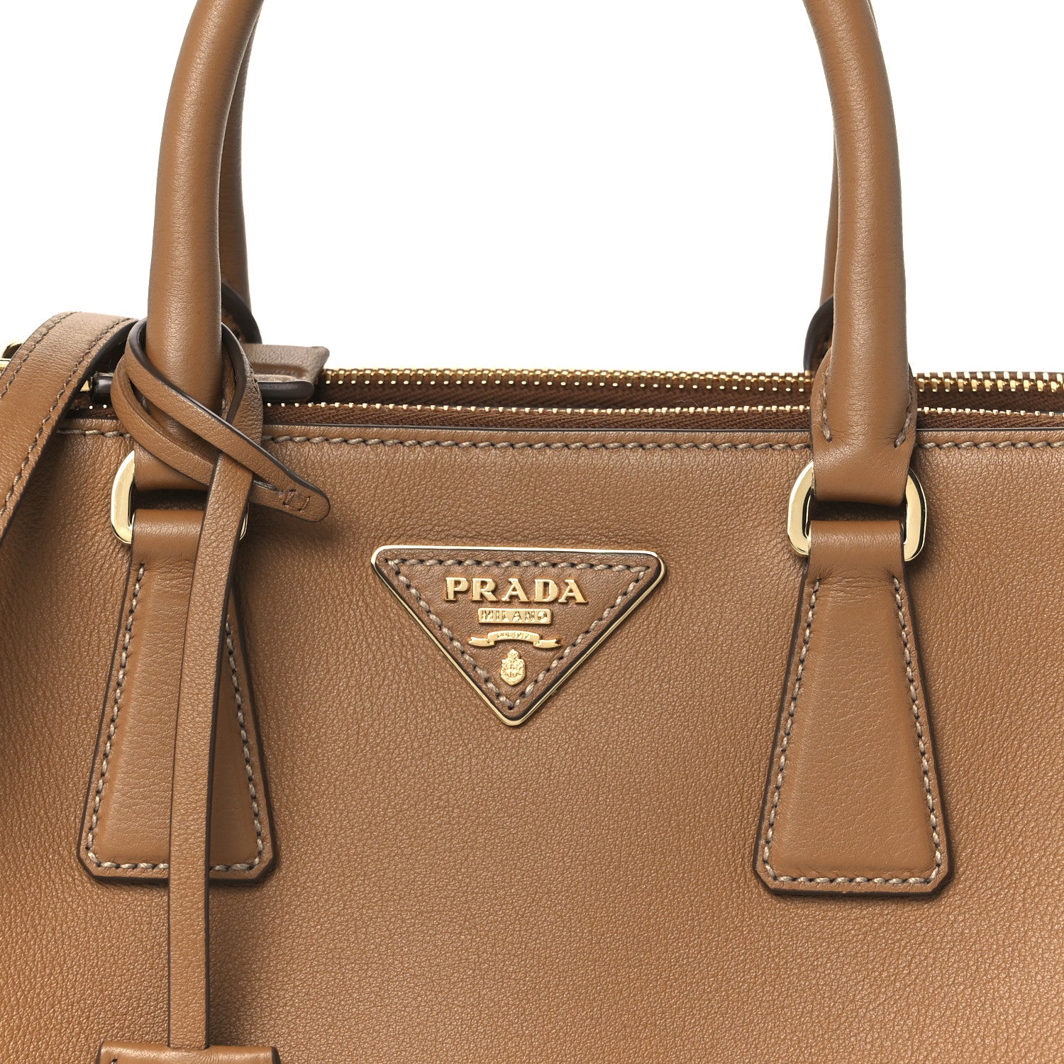 Prada Saffiano Mini Galleria Double Zip Tote Caramel 8 of 10