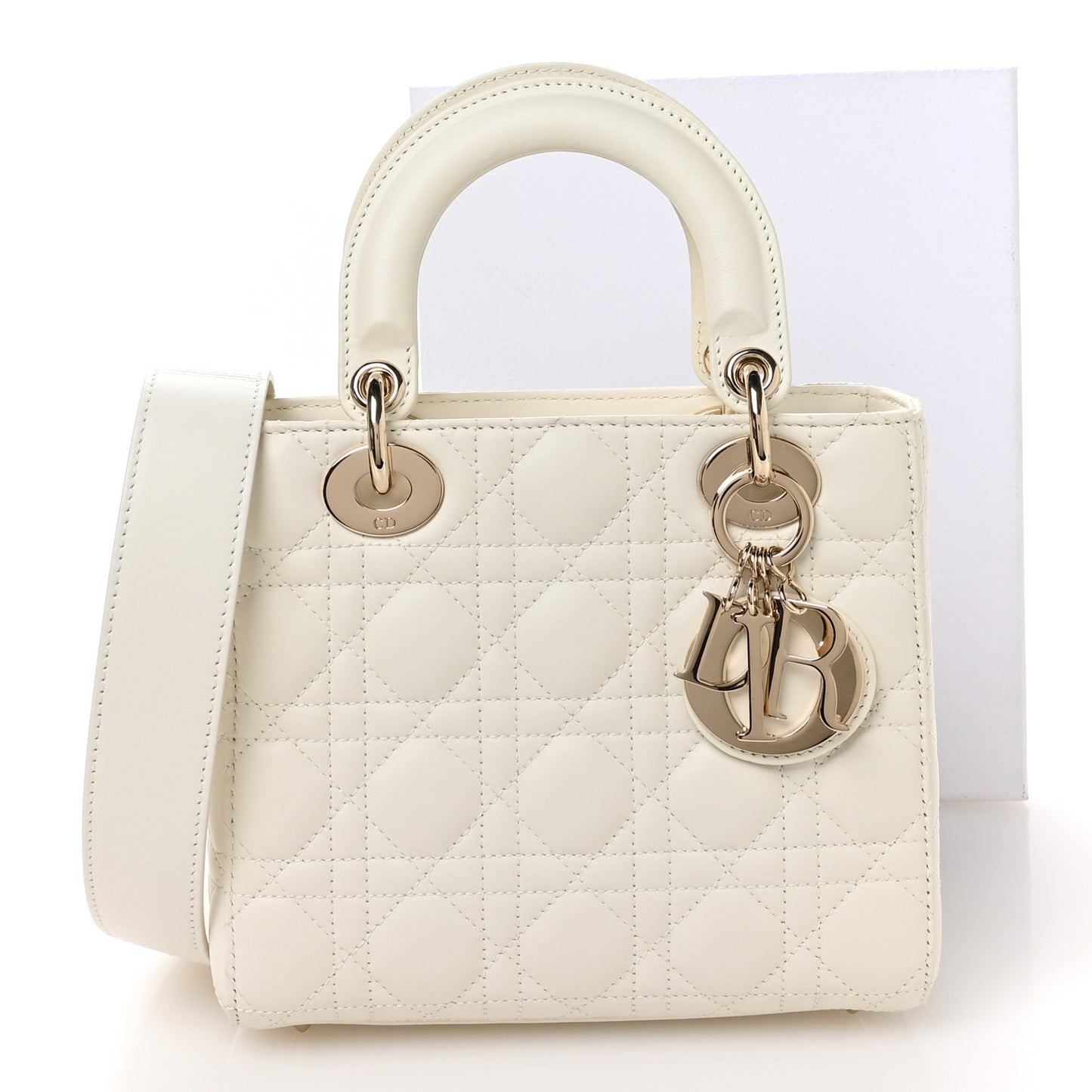 Lambskin Cannage Small My ABCDior Lady Dior White