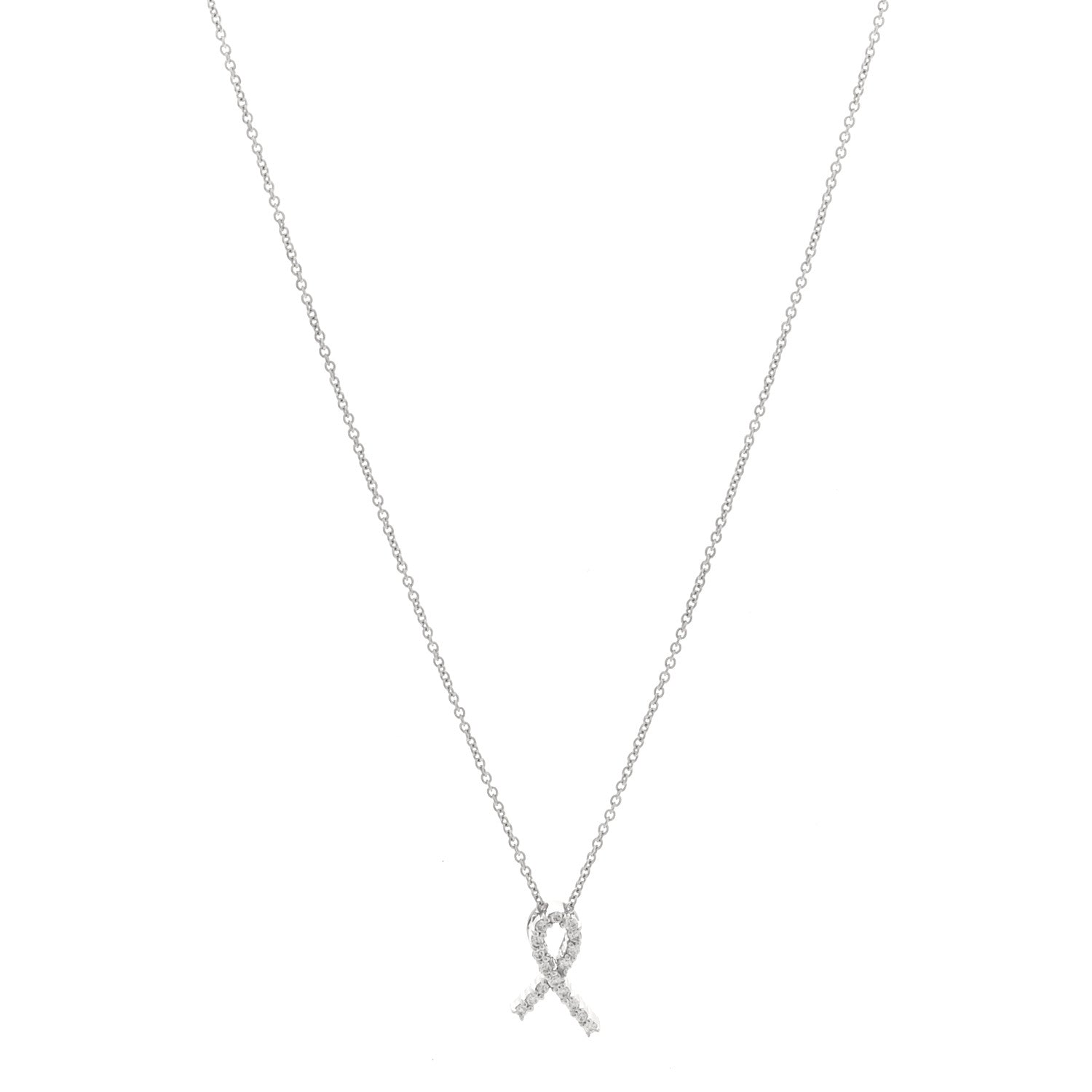 Roberto Coin 18K White Gold Diamond Tiny Treasures Hope Pendant Necklace 1 of 4