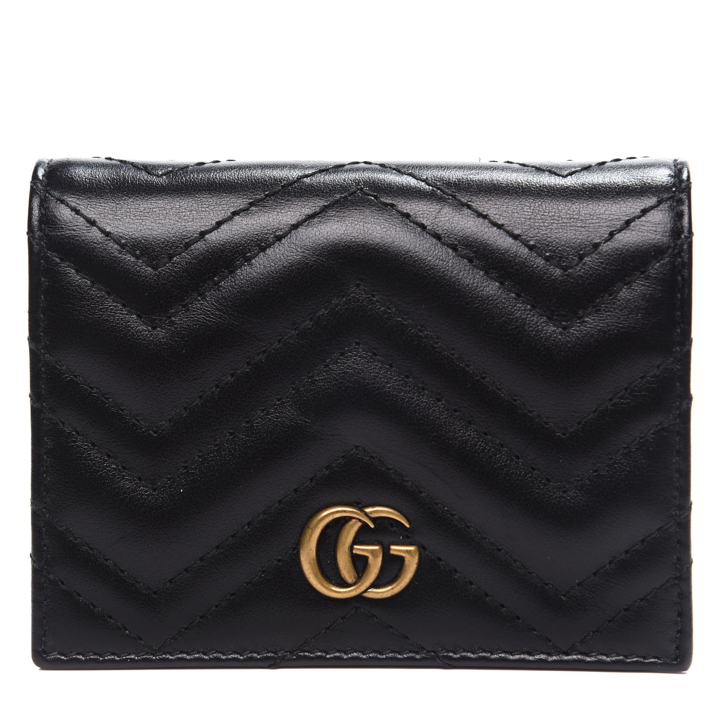 Calfskin Matelasse GG Marmont Card Case Wallet Black