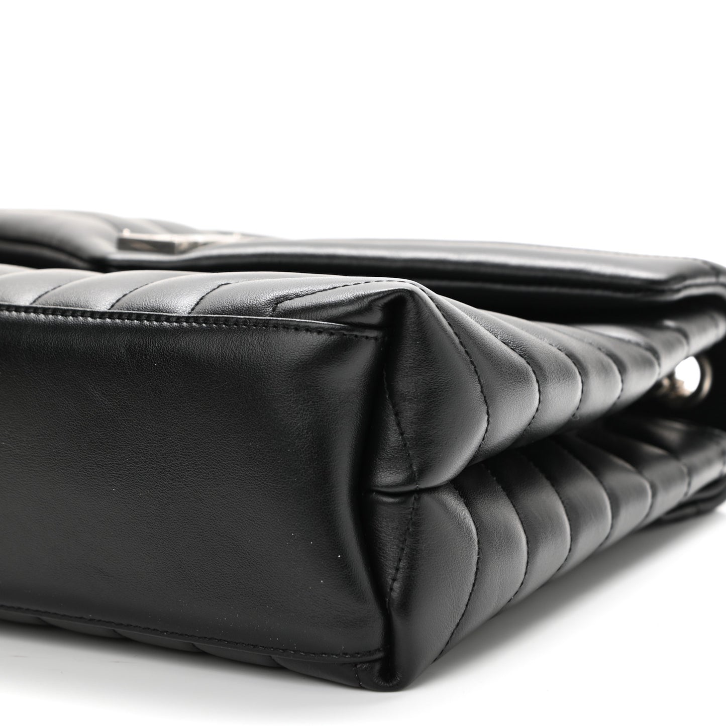 Calfskin Y Quilted Monogram Medium Loulou Chain Satchel Black