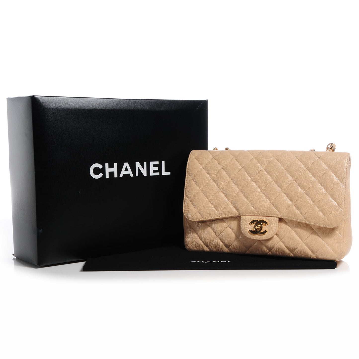 Caviar Jumbo Single Flap Beige Clair