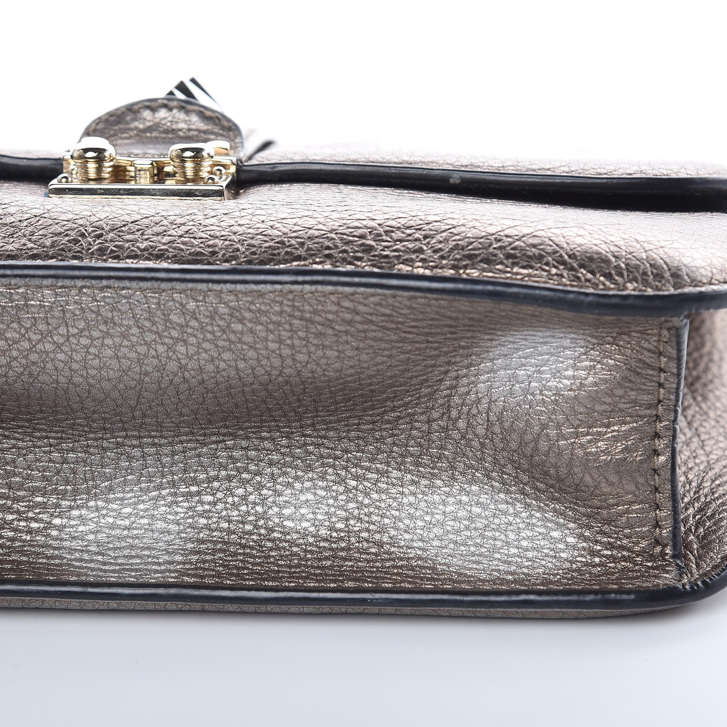 Valentino Garavani Metallic Vitello Medium Glam Lock Rockstud Flap Sasso 11 of 17