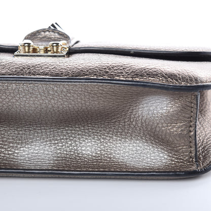 Valentino Garavani Metallic Vitello Medium Glam Lock Rockstud Flap Sasso 11 of 17