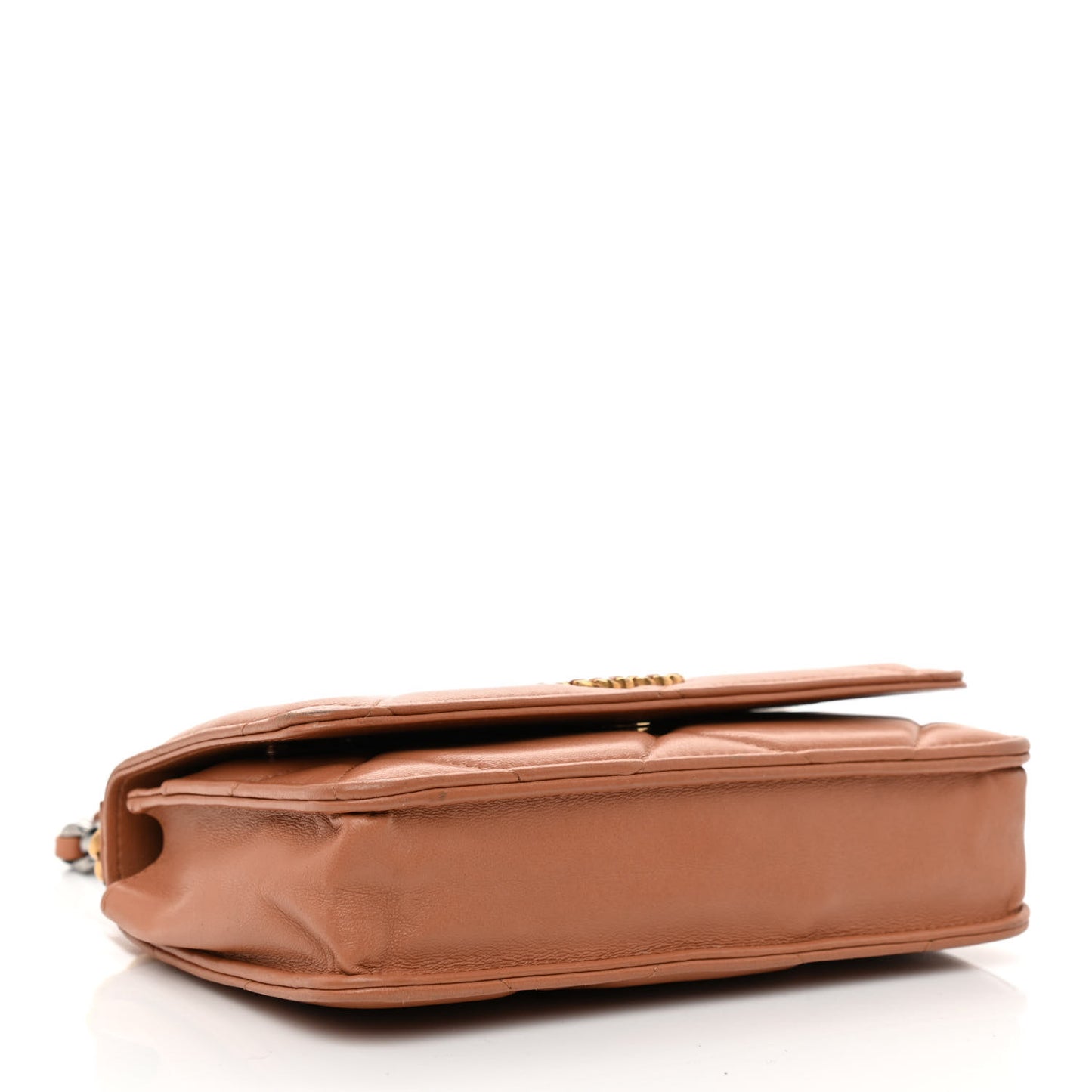 Lambskin Quilted Chanel 19 Wallet On Chain WOC Brown