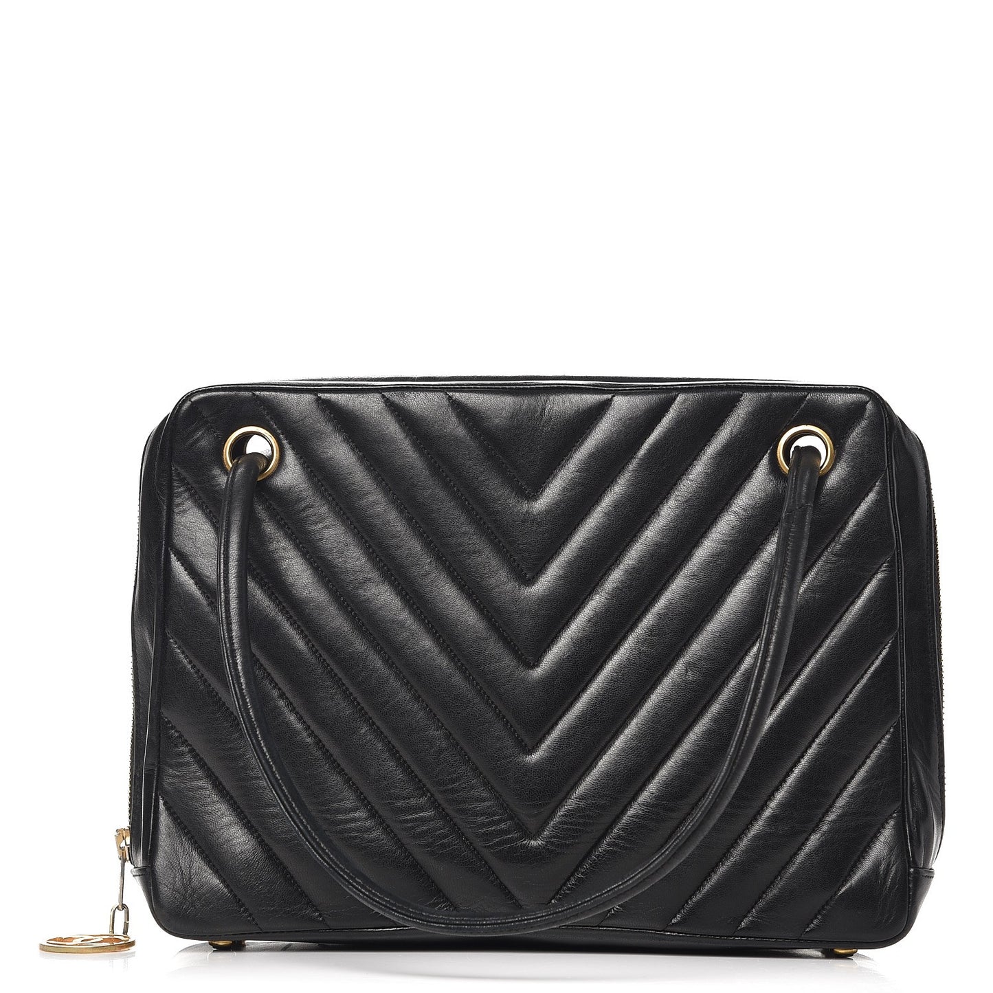 Lambskin Chevron Quilted Shoulder Bag Black