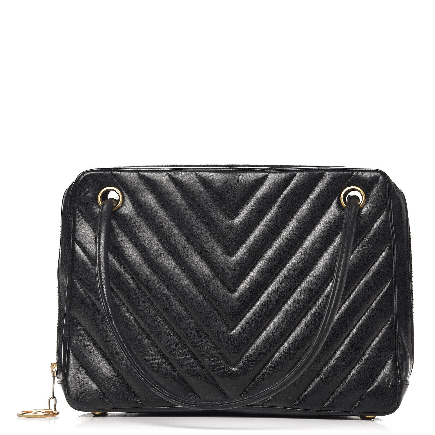 Chanel Lambskin Chevron Quilted Shoulder Bag Black 1 of 10