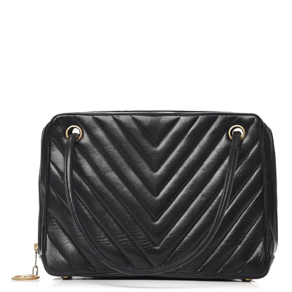 Chanel Lambskin Chevron Quilted Shoulder Bag Black 1 of 10