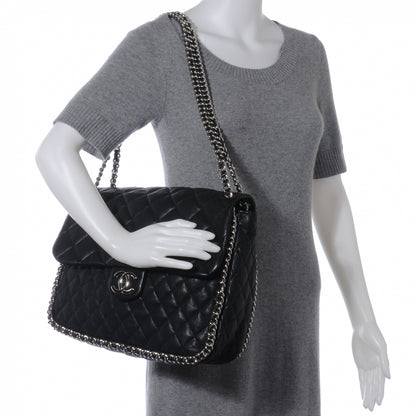 Chanel Washed Lambskin Chain Around Maxi Flap Bag Black 2 of 7