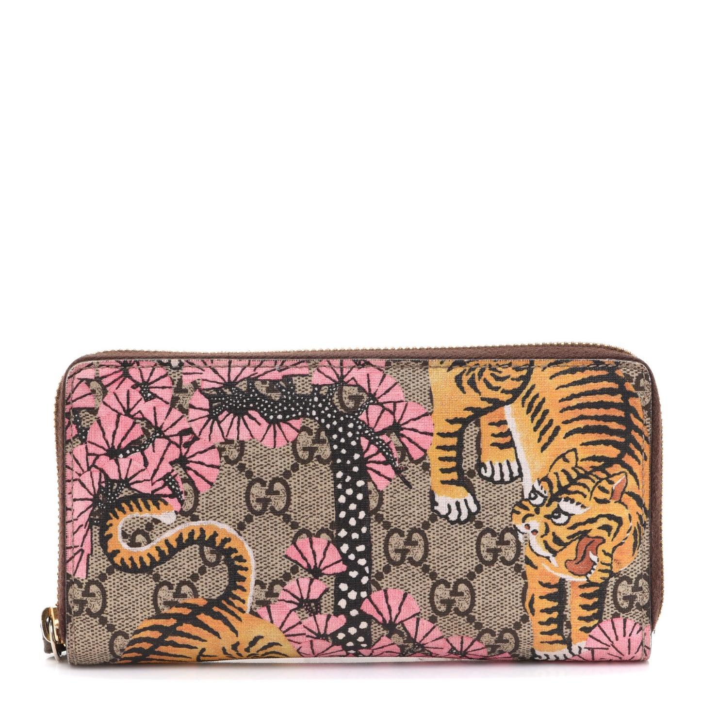 GG Supreme Monogram Bengal Zip Around Wallet Beige Pink
