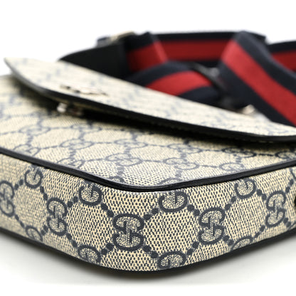 Gucci GG Supreme Monogram Textured Dollar Calfskin Web Mini Ophidia Envelope Shoulder Bag Beige Blue 10 of 10