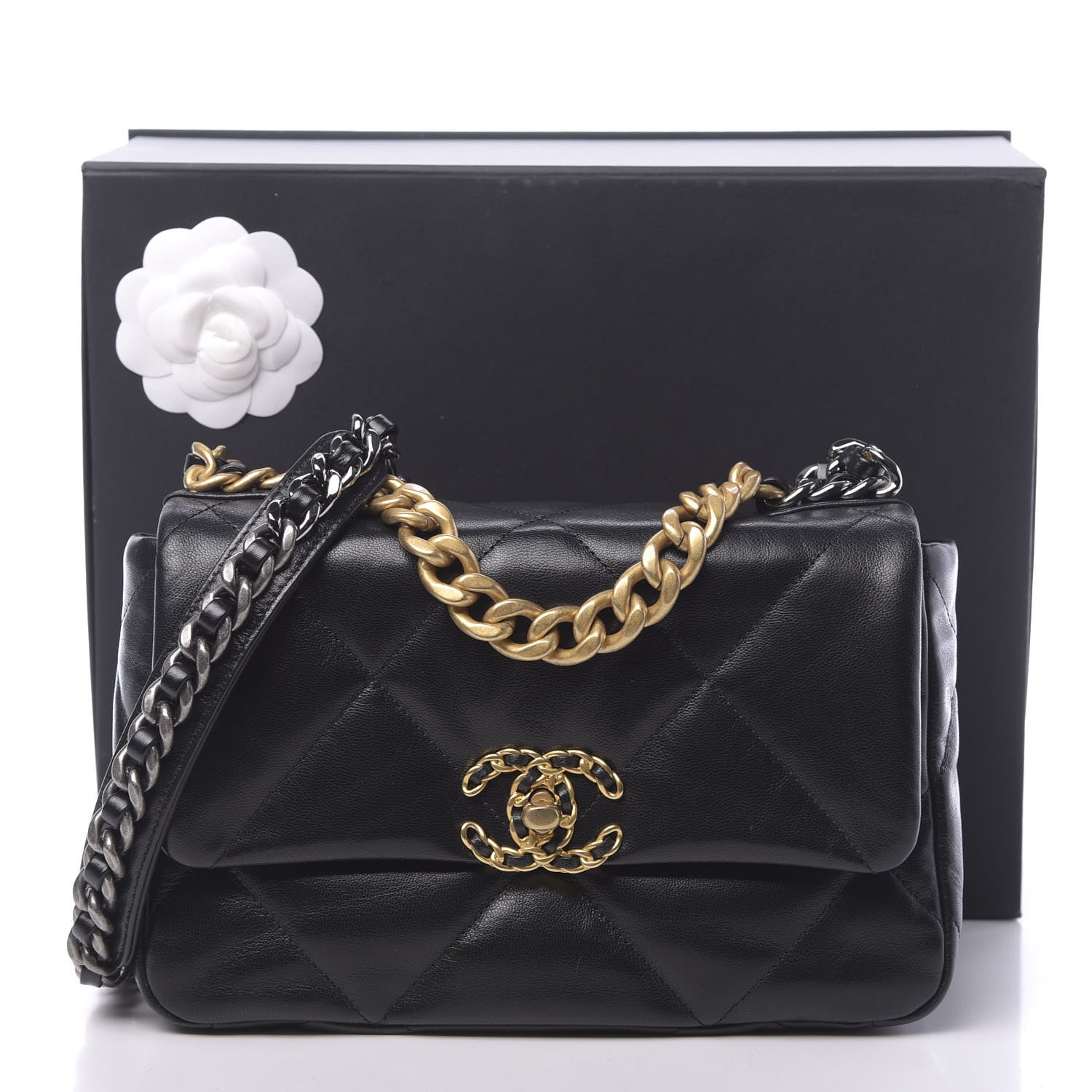 Chanel Goatskin Quilted Medium 19 Flap Black 11 of 11