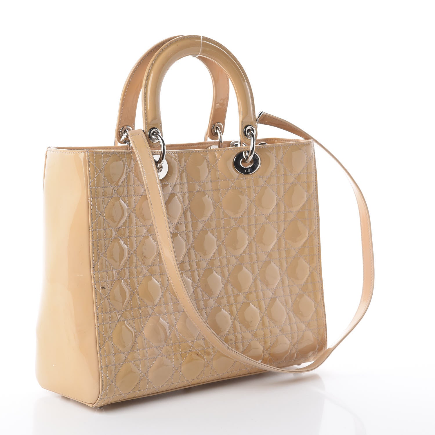 Christian Dior Patent Cannage Large Lady Dior Beige 2 of 9