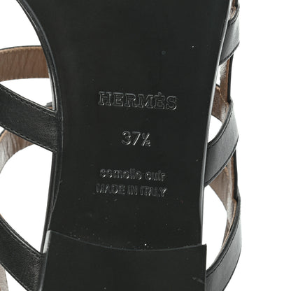Hermes Calfskin Transat Buckle Sandals 37.5 Black 6 of 8