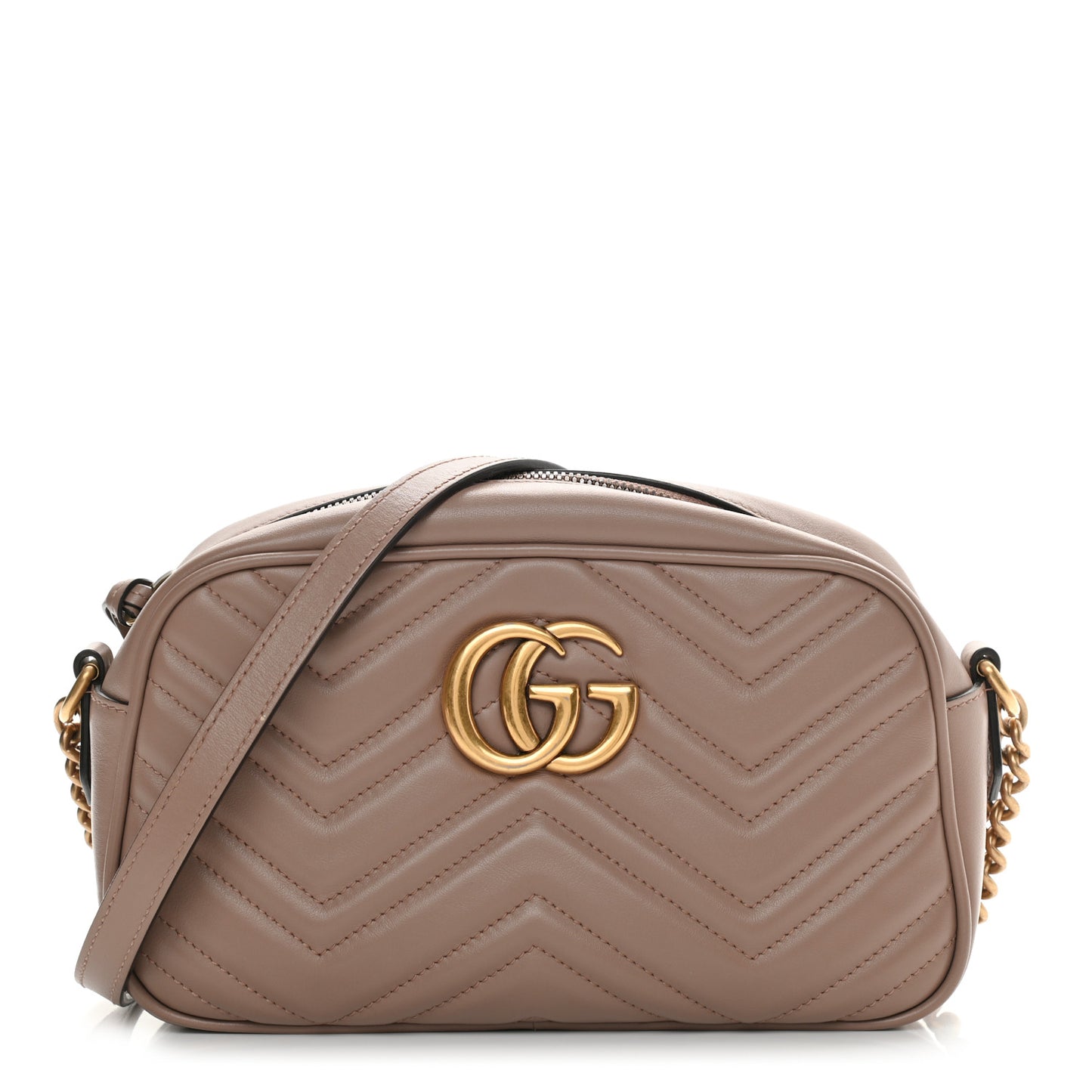 Calfskin Matelasse Small GG Marmont Chain Shoulder Bag Porcelain Rose