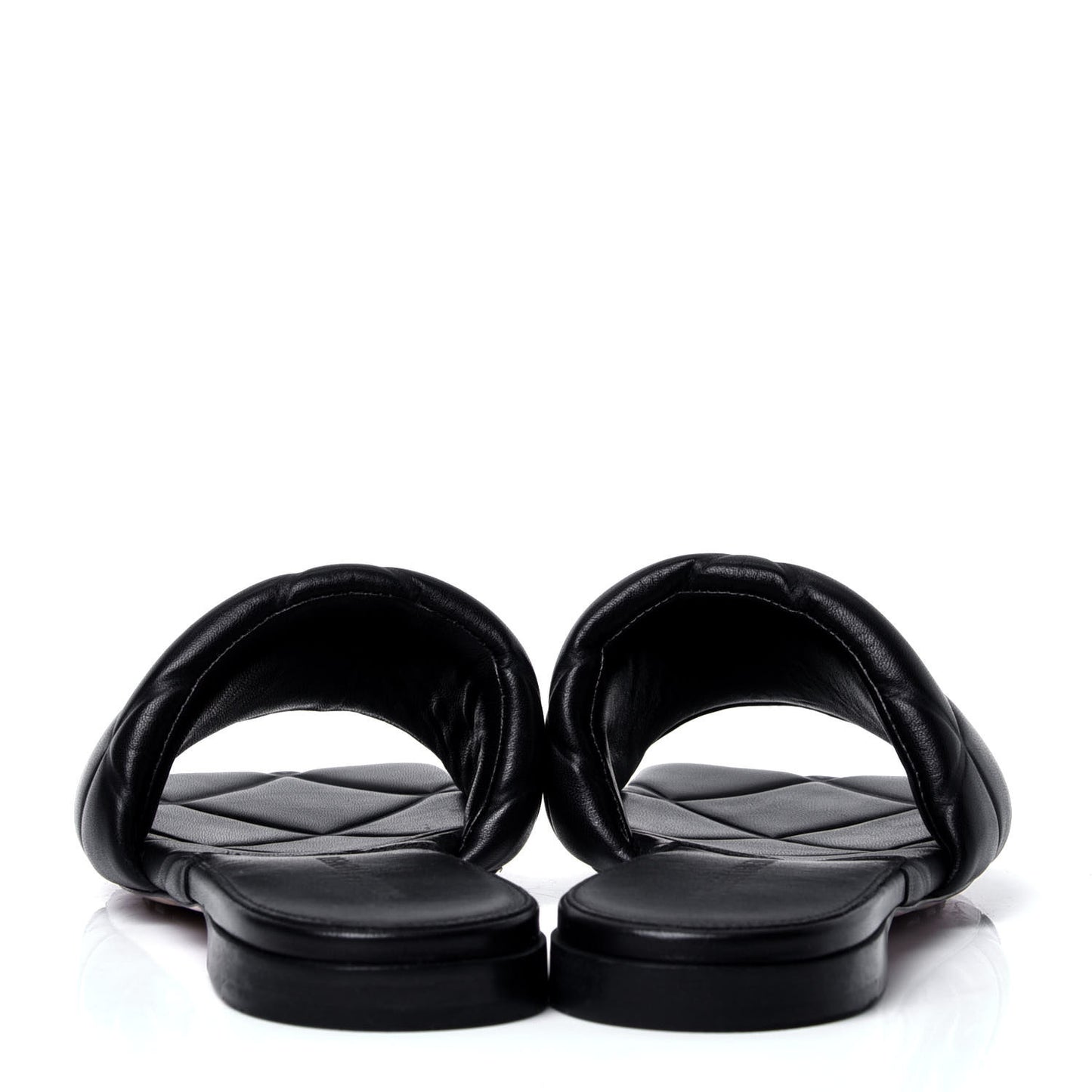 Nappa Quilted Rubber Lido Flat Sandals 37.5 Black
