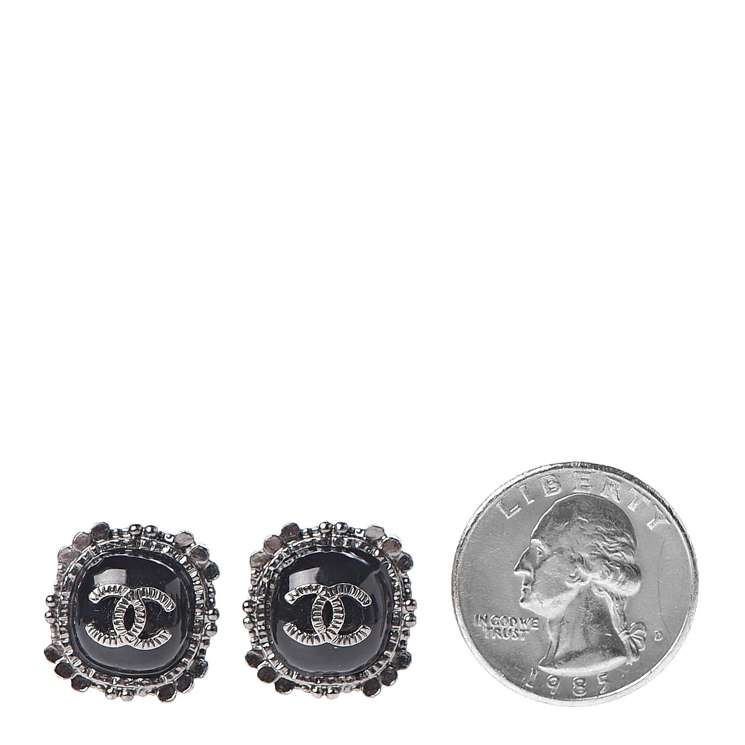 Chanel Ruthenium Enamel CC Earrings Black 2 of 7